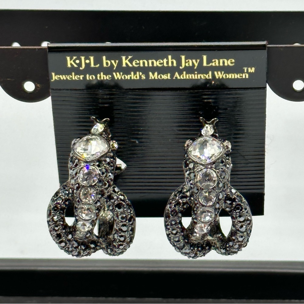 Kenneth Jay Lane KJL Vintage Serpent Snake Hoops Earrings NWT